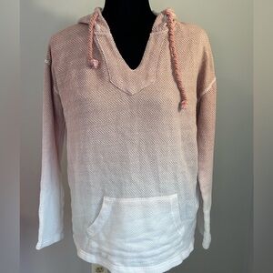 Ocean Drive Women’s Hoodie S Pink & White Ombre Knit Pullover Kangaroo Pocket